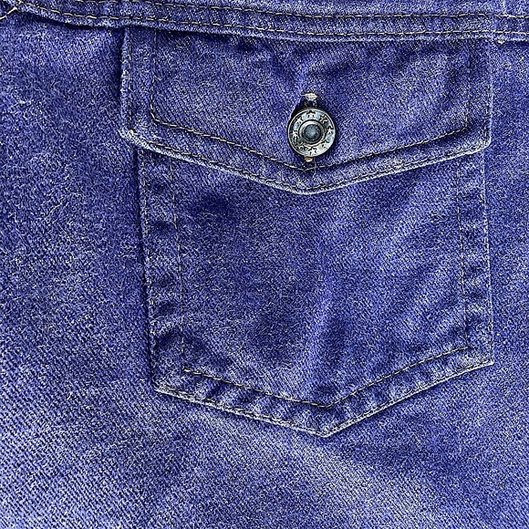 VINTAGE Levi’s Type Jacket Trucker Blue Purple Denim Cotton Silver Size XL - Picture 6 of 10